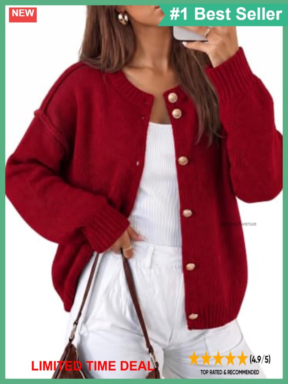 Chunky Oversized Button Front Knit Cardigan Drop Shoulder Fall Winter Sweater